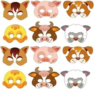 Playwrite Pack of 12 Farm Animal Cardboard Masks