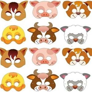 Playwrite Pack of 12 Farm Animal Cardboard Masks
