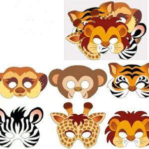Playwrite 12 x Jungle Animals Card Masks